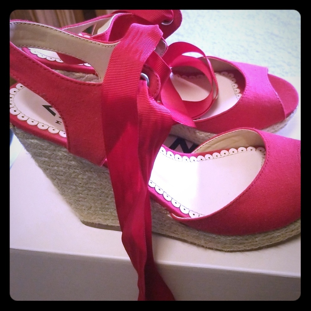 Red lace up heels